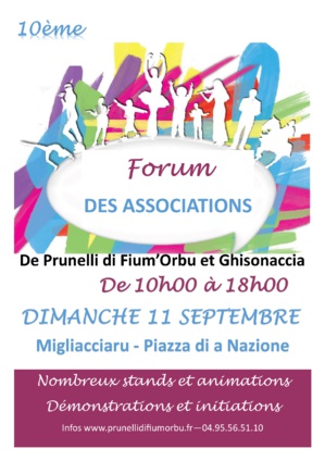 10 ème forum des associations de Ghisonaccia et Prunelli dimanche à Migliacciaru 10 ème forum des associations de Ghisonaccia et Prunelli dimanche à Migliacciaru