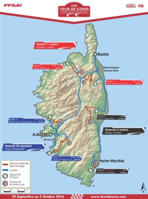 Le découpage du 59e Tour de Corse automobile Le découpage du 59e Tour de Corse automobile