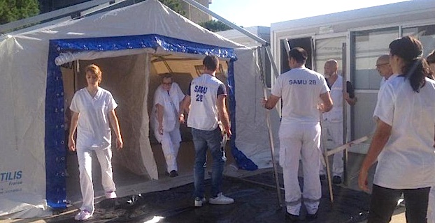 Hôpital de Bastia : Exercice préparatoire à l’utilisation du matériel de secours dans le cadre de situations exceptionnelles