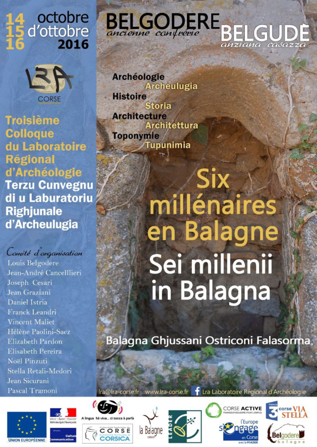 3e colloque du Laboratoire régional d'archéologie du 14 au 16 octobre à Belgodère