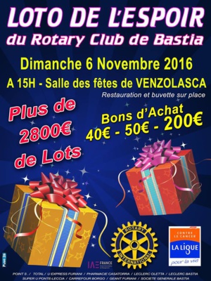 Rotary Club de Bastia : Loto de l'Espoir à Venzolasca