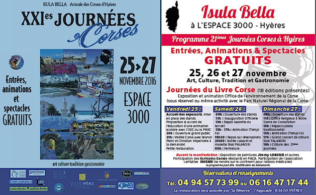 Les 21èmes journées corses de Hyères de Isula Bella Les 21èmes journées corses de Hyères de Isula Bella