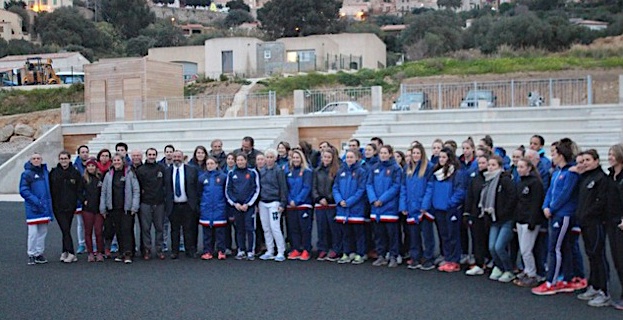 Visite du chantier du stade de Rugby de Lumio pour l'équipe de France féminine