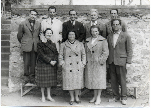 Virginie Mari (en bas à gauche) et ses collègues de Moltifao dans les années 1960.