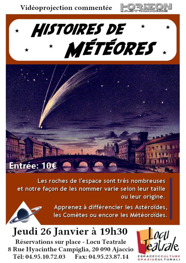 Ajaccio : Vidéoprojection commentée « Histoires de météores » Ajaccio : Vidéoprojection commentée « Histoires de météores »