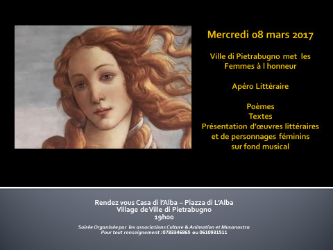 Journée de la Femme : Un apéro littéraire est organisé à Ville-di-Pietrabugno