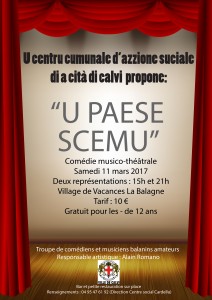 Deux représentations de la comédie musico-théâtrale "U paese scemu" samedi à Calvi