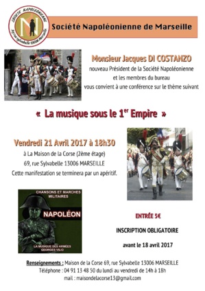 Marseille : "La musique sous le 1er Empire" à la Maison de la Corse Marseille : "La musique sous le 1er Empire" à la Maison de la Corse