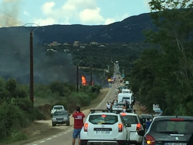 Incendie à la sortie de Pianottoli Caldarello Incendie à la sortie de Pianottoli Caldarello