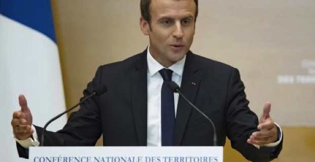 Le président de la République, Emmanuel Macron, lundi après-midi, au Sénat, lors de la Conférence des territoires.