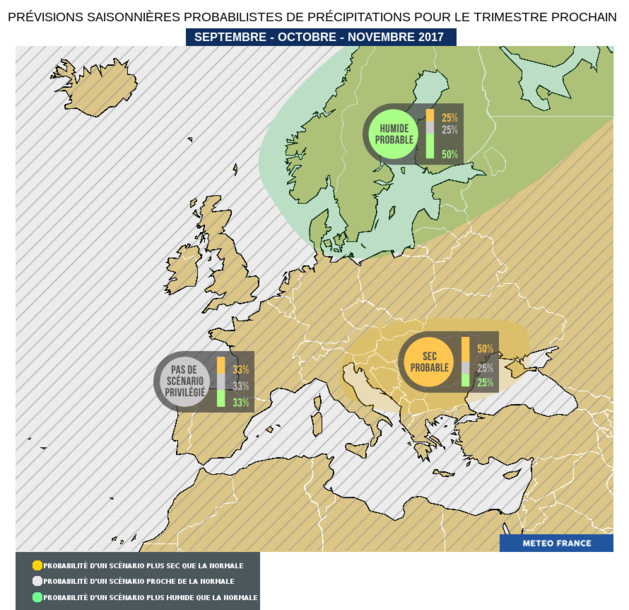 Prévisions saisonnières (précipitations). Source Météo France Prévisions saisonnières (précipitations). Source Météo France