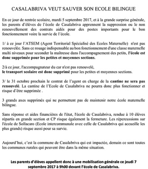 Rentrée : Apaisement à l'école Reynoard à Bastia, tension à Casalabriva Rentrée : Apaisement à l'école Reynoard à Bastia, tension à Casalabriva