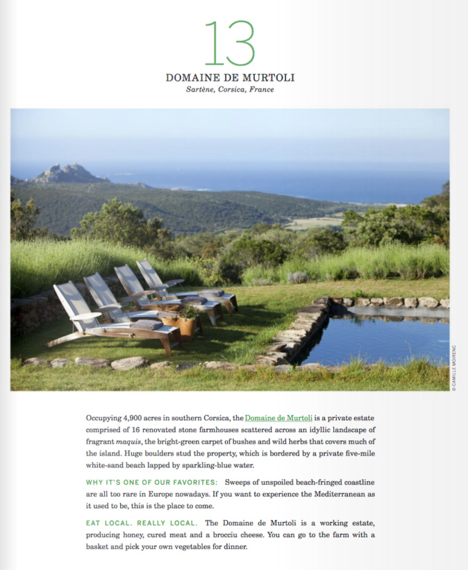  Murtoli : La 13ème place dans le  "Top 100" des plus belles destinations mondiales  !