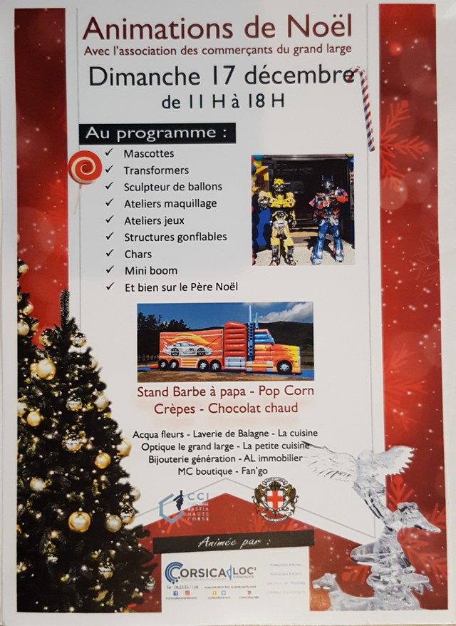 Animations de Noël avec l'association des commerçants du "Grand Large" à Calvi