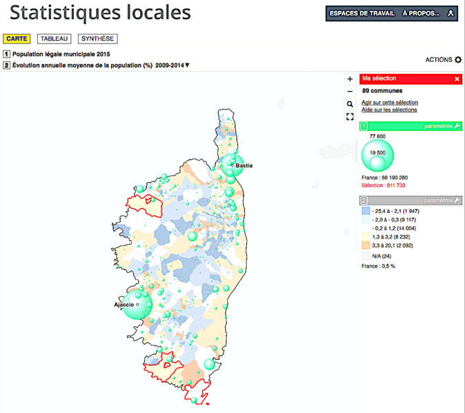 Les départements de Corse  comptent désormais 327 283 habitants