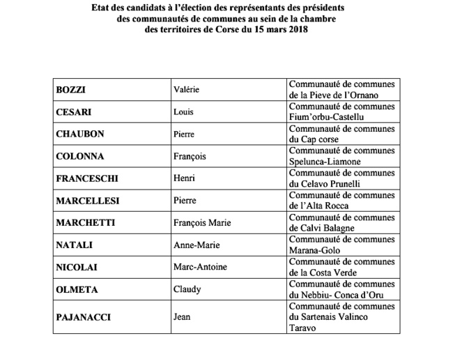 Election à la chambre des territoires de Corse : La suite