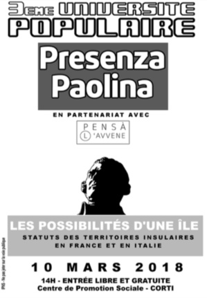 3e université de Presenza Paolina à Corte : "Statut des territoires insulaires en France et en Italie"   