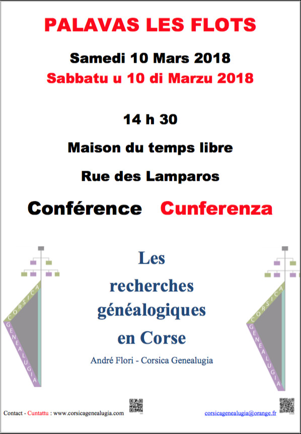 Palavas : Conférence sur les recherches généalogiques en Corse