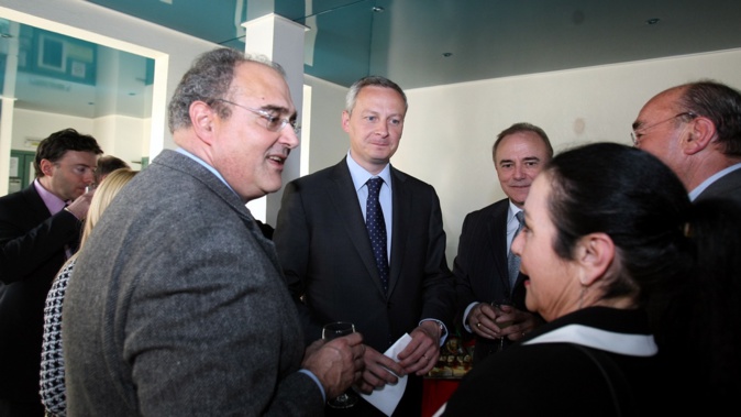 Bruno Le Maire en 2011 à l'office agricole en compagnie de Paul Giacobbo, alors président du Conseil exécutif, Sauveur Gandolfi-Scheit, député et Joseph Castelli, président du conseil général de la Haute-Corse (Photo CNI)