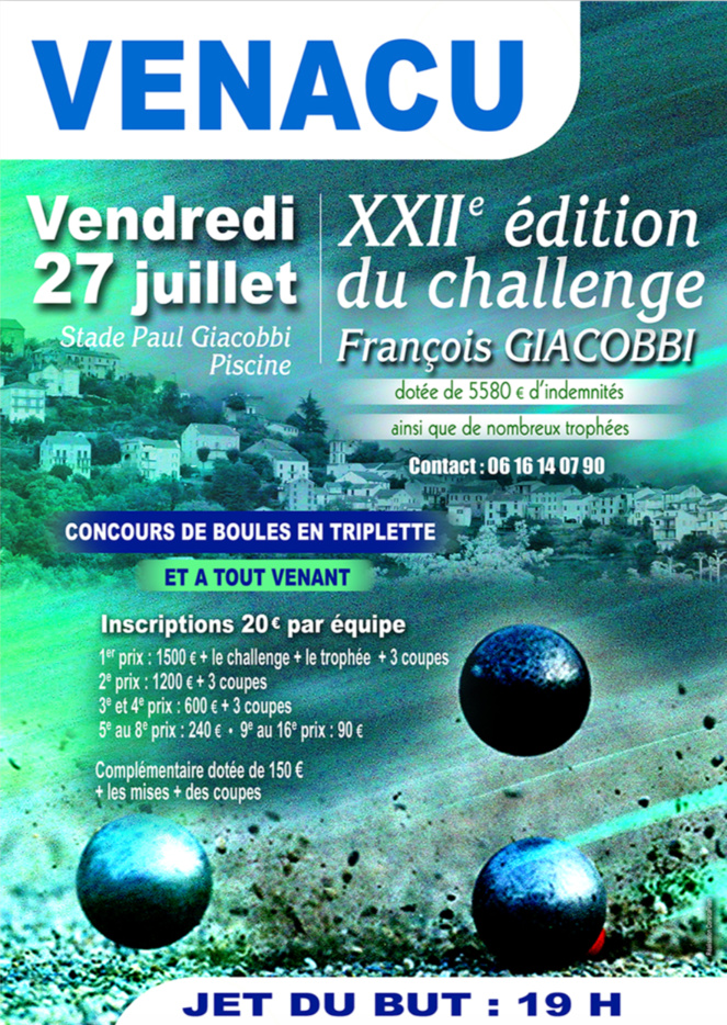 Venacu -Pétanque : La 22ème édition du challenge François Giacobbi aura lieu le 27 juillet