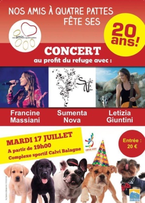 Calvi : Un concert pour le 20e anniversaire  du refuge "Nos amis à quatre pattes"