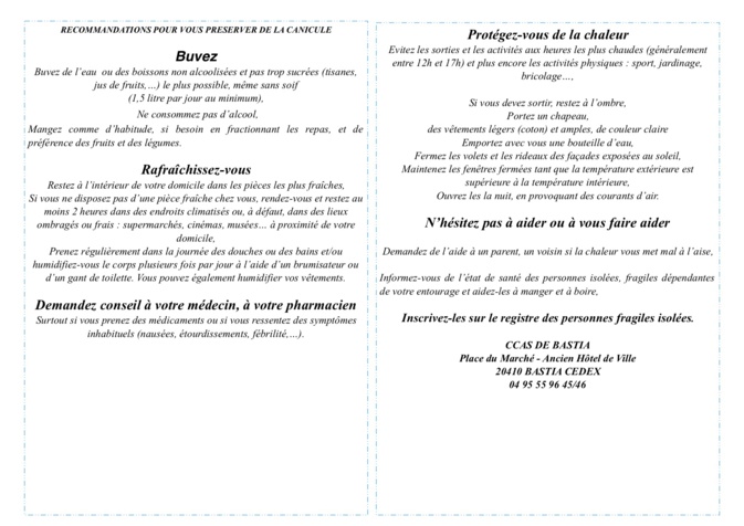 Toutes les recommandations du CCAS Toutes les recommandations du CCAS