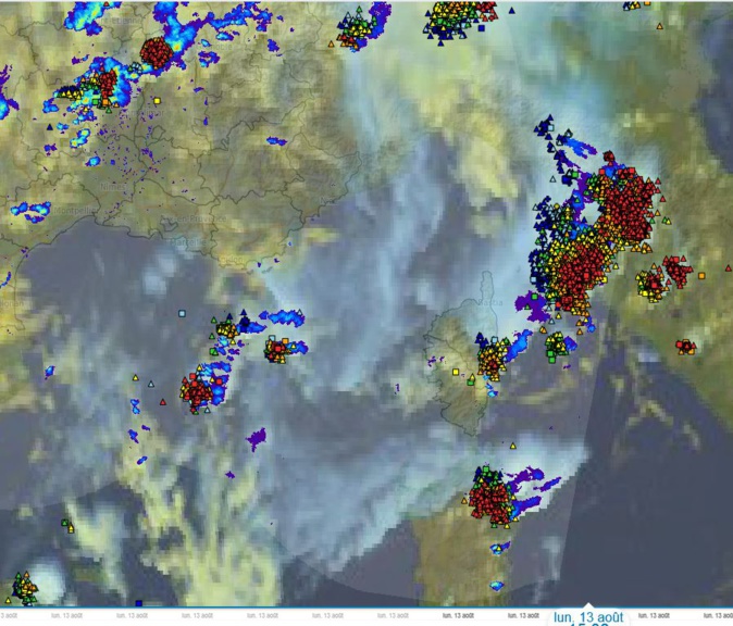 Lundi c'est la cote orientale qui a été impactée par les orages (source MétéoFrance) Lundi c'est la cote orientale qui a été impactée par les orages (source MétéoFrance)
