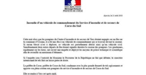 Véhicule de secours incendié à Vero : Les pompiers du SIS2A pris pour cible Véhicule de secours incendié à Vero : Les pompiers du SIS2A pris pour cible