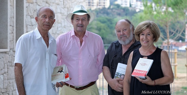 Photo : Aristide Nerrière, Jean-Marie Rouart, Jean-Jacques Colonna d'Istria et Clara Leca