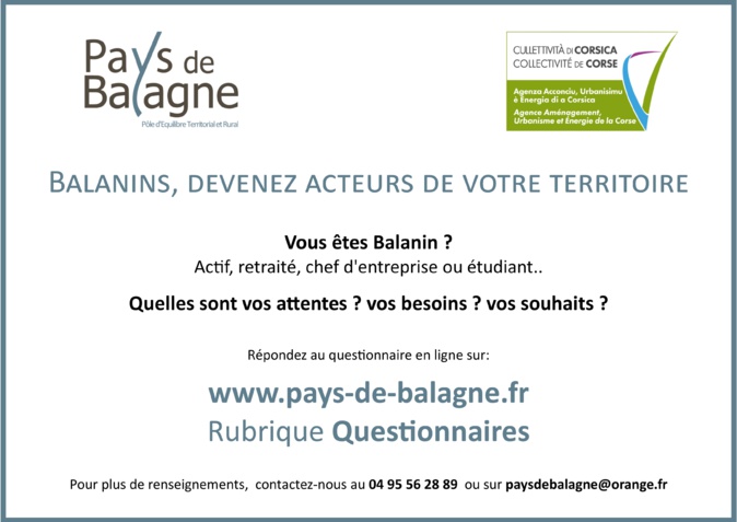Devenez acteur de votre territoire : Un appel du Pays de Balagne Devenez acteur de votre territoire : Un appel du Pays de Balagne