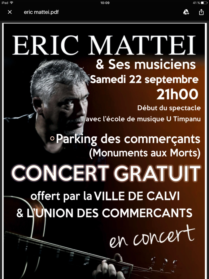 Concert exceptionnel à Calvi avec Eric Mattei et ses musiciens
