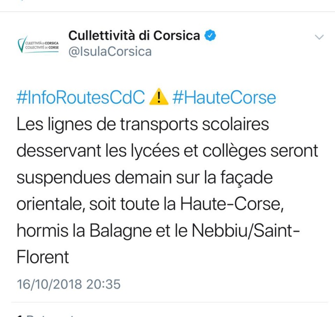 Haute-Corse : les lignes de transports scolaires suspendues ce mercredi