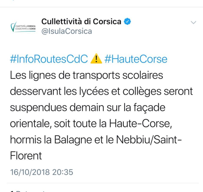 Haute-Corse : les lignes de transports scolaires suspendues ce mercredi Haute-Corse : les lignes de transports scolaires suspendues ce mercredi