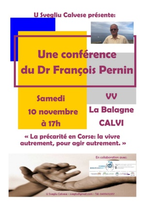 Précarité en Corse: Conférence du Dr.François Pernin le 10 novembre à Calvi Précarité en Corse: Conférence du Dr.François Pernin le 10 novembre à Calvi