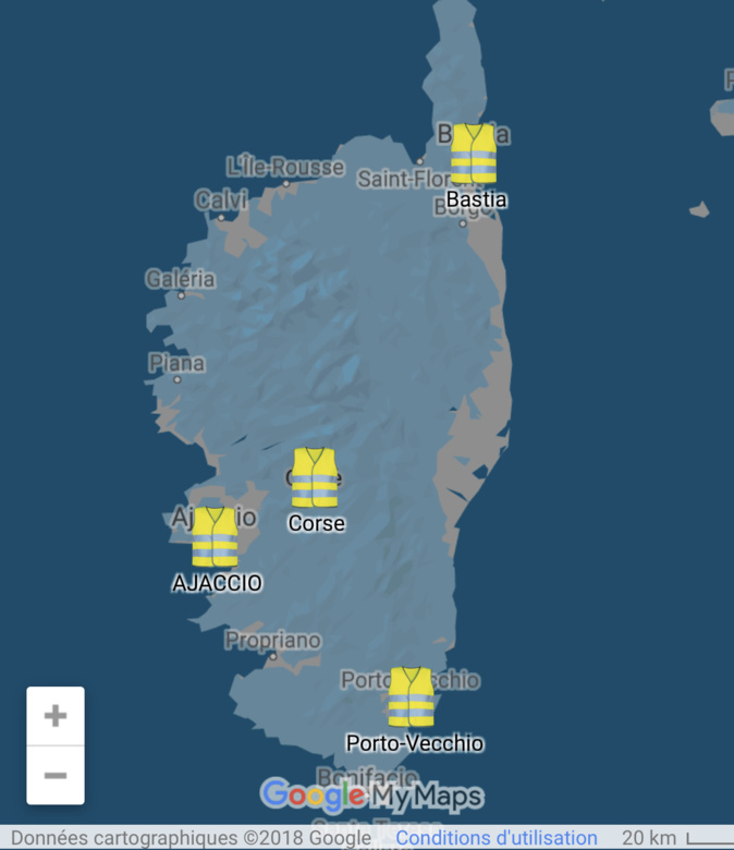 17 novembre : où seront les gilets jaunes en Corse ? La carte en direct