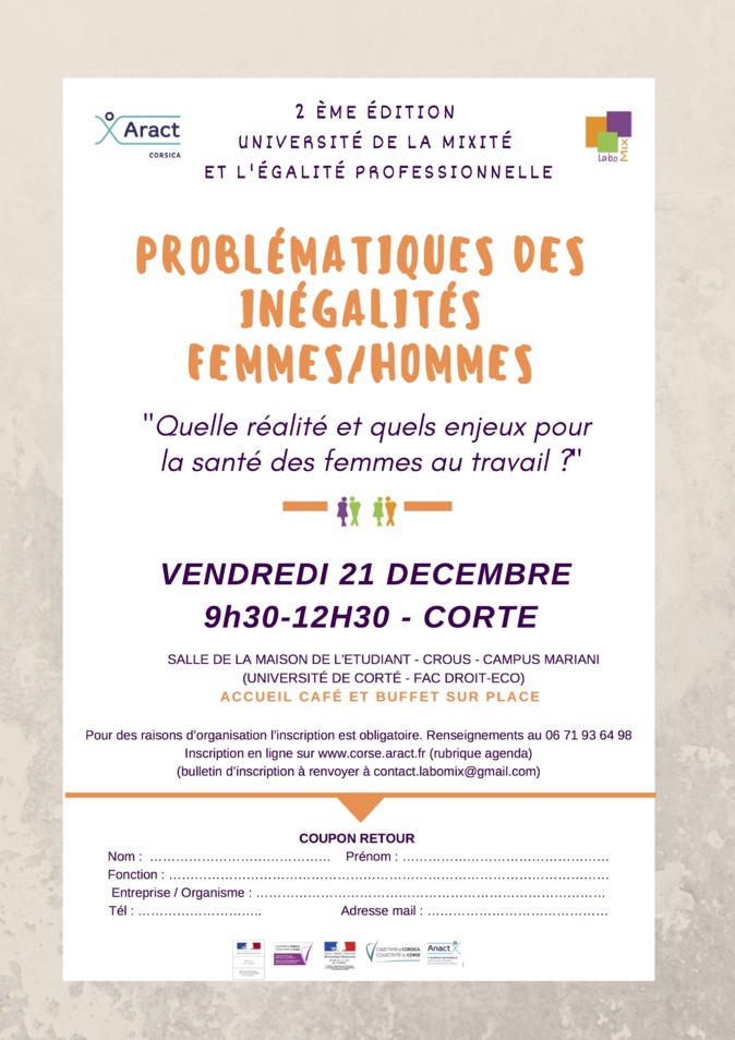 Problématiques des inégalités femmes-hommes au travail en débat à Université de la Mixité et l'Egalité Professionnelle de Corte