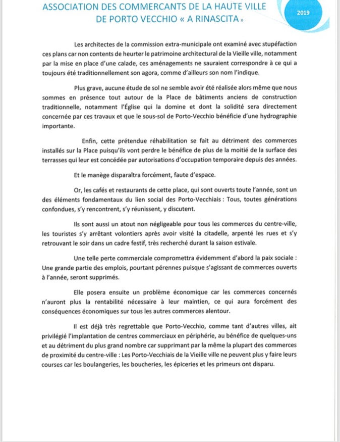 Porto-Vecchio : Les commerçants de "A Rinascita" saisissent la préfète de Corse