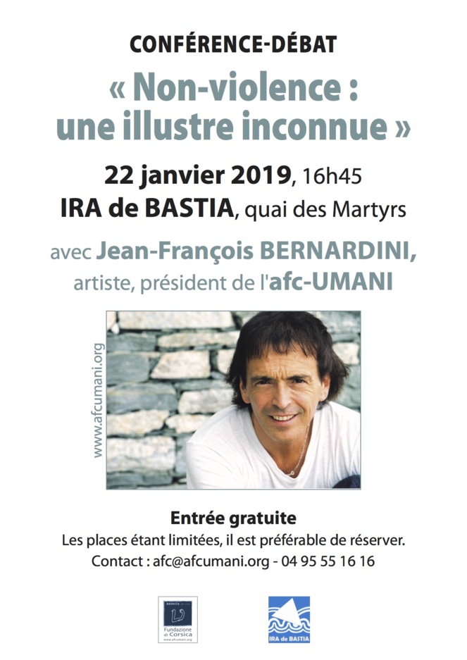 Conférence-debat : « Non-violence : une illustre inconnue » le 22 janvier à l'IRA de Bastia