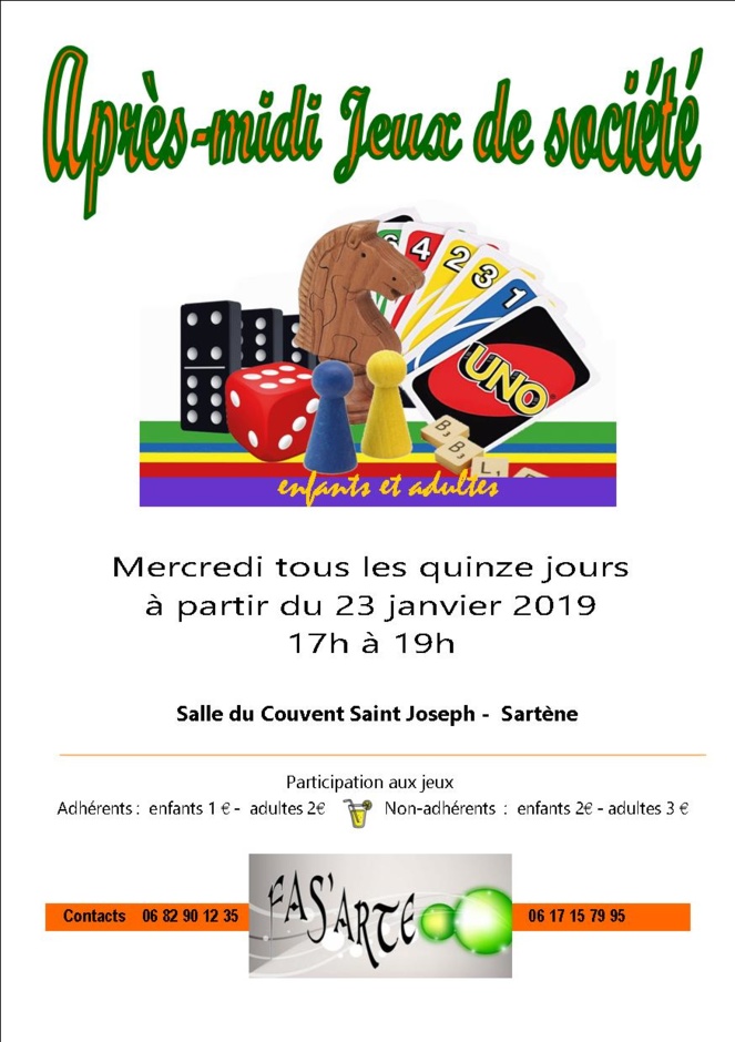 A Sartène, à partir du mercredi 23 janvier, tous les quinze jours des après-midi jeux de société