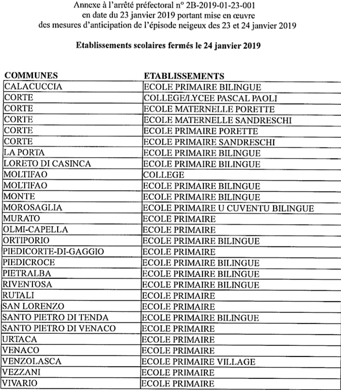 "Neige et verglas" sur la Corse : Lycées et collèges fermés dans les deux départements