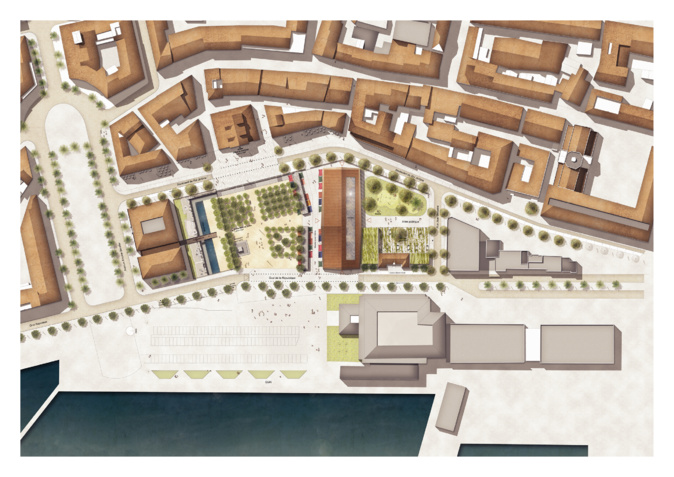 On distingue de haut le futur musée Napoléonien et la passerelle de la place Campinchi. On distingue de haut le futur musée Napoléonien et la passerelle de la place Campinchi.