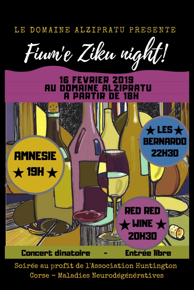 Soirée au profit de l'association Huntington Corse le 16 février au Domaine d'Alzipratu