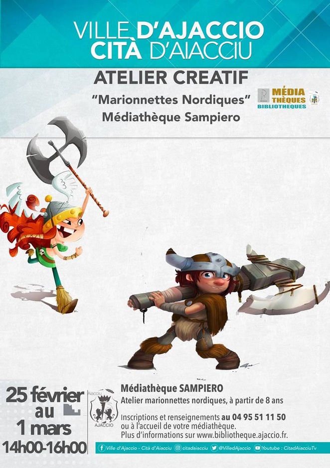 Atelier de Marionnettes nordiques à la Médiathèque Sampiero d'Ajaccio