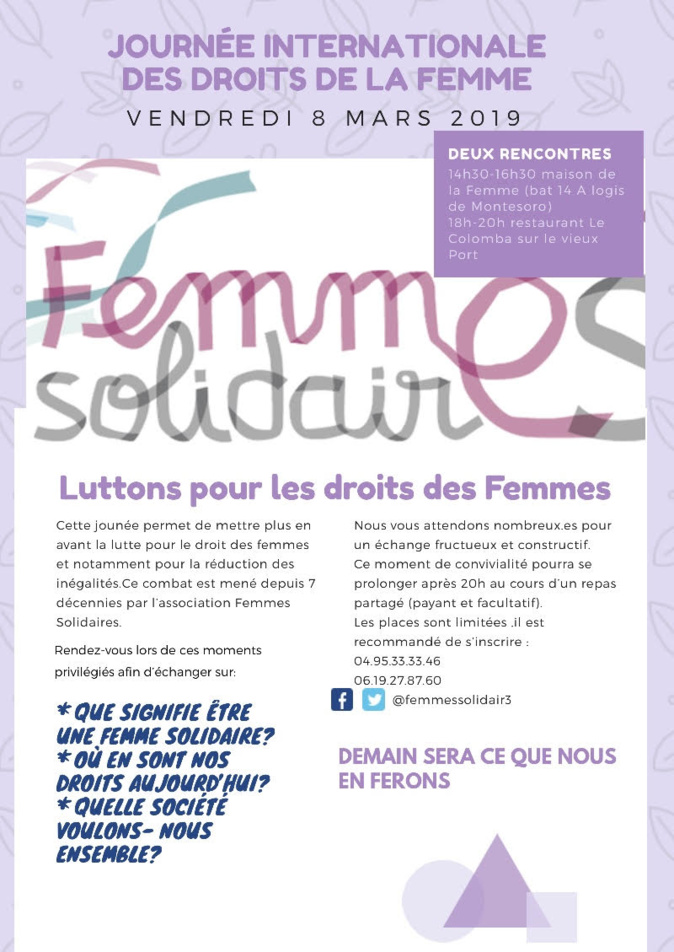 A Bastia les Femmes Solidaires se mobilisent pour la Journée internationale des droits de la femme