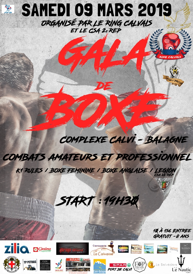 Gala de boxe  samedi 9 mars  à Calvi