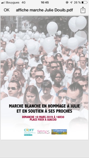 Marche blanche en hommage à Julie Douib ce dimanche à Ajaccio Marche blanche en hommage à Julie Douib ce dimanche à Ajaccio