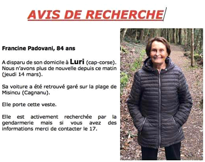 Disparus du Cap Corse : Recherches infructueuses Disparus du Cap Corse : Recherches infructueuses