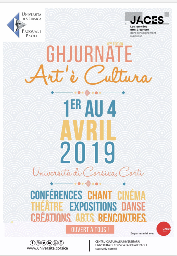 Ghjurnate Art'è Cultura à l'Università di Corsica Ghjurnate Art'è Cultura à l'Università di Corsica