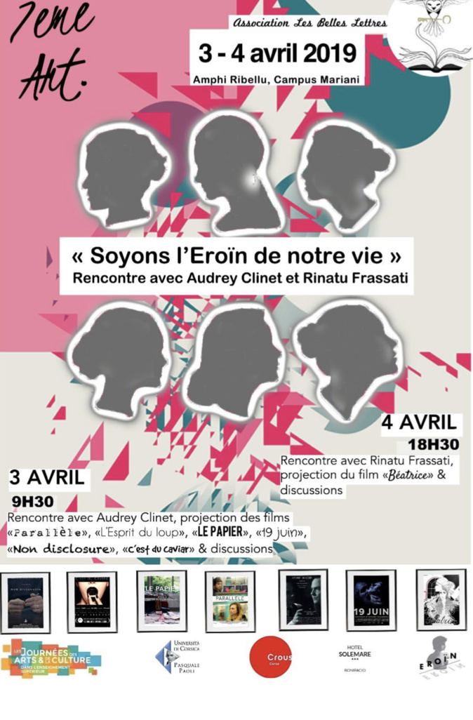« Les Belles Lettres » organisent une rencontre avec Audrey Clinet et Rinatu Frassati de la boite de production Eroïn le 4 avril à Corte « Les Belles Lettres » organisent une rencontre avec Audrey Clinet et Rinatu Frassati de la boite de production Eroïn le 4 avril à Corte
