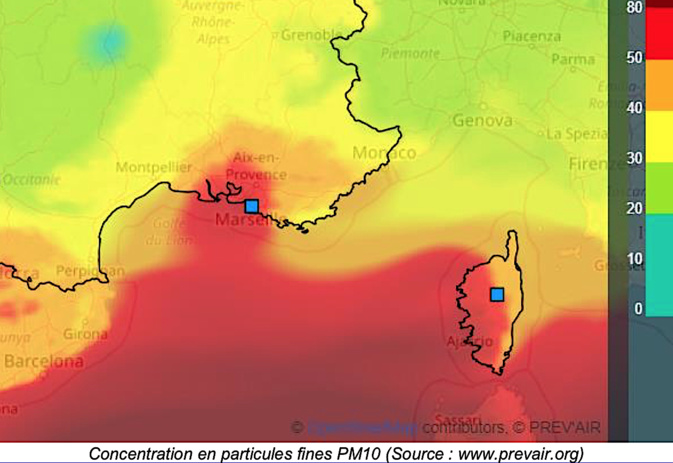 Corse : Episode de pollution aux particules fines lundi Corse : Episode de pollution aux particules fines lundi